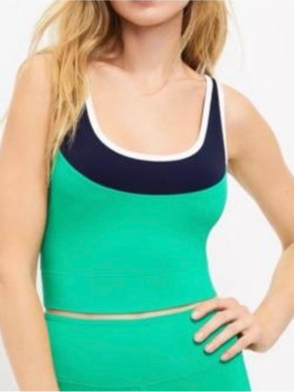 Lou & Grey Colorblock Luvstretch Scoopneck Bralette | Green / Navy | Large